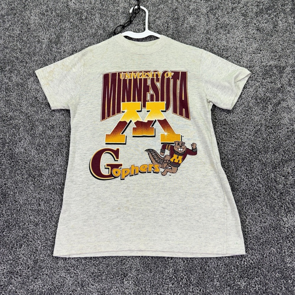 Vintage Minnesota Golden Gophers Shirt Youth Large Gray NCAA College On Contact